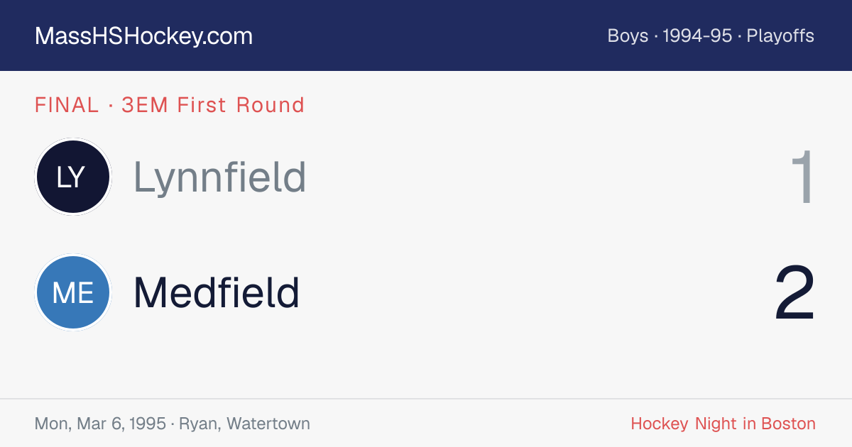 Lynnfield at Medfield score card