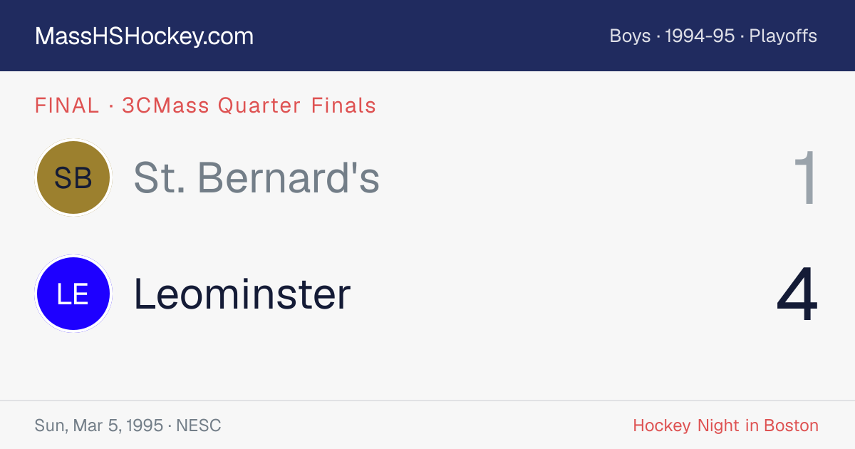 St. Bernard's at Leominster score card