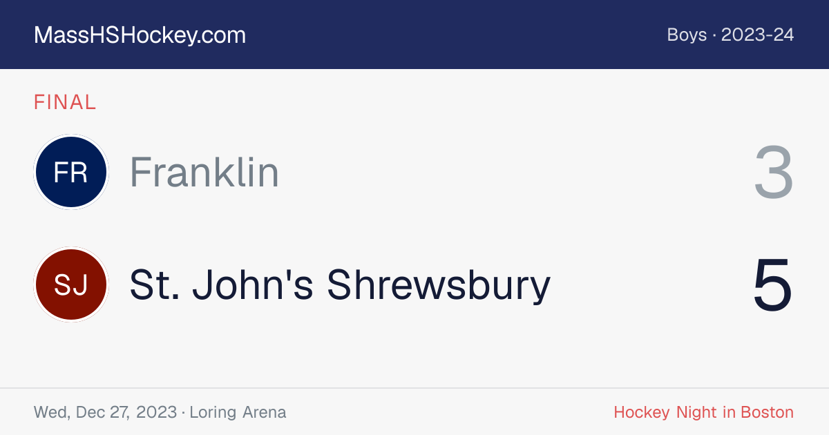 Franklin at St. John's Shrewsbury score card