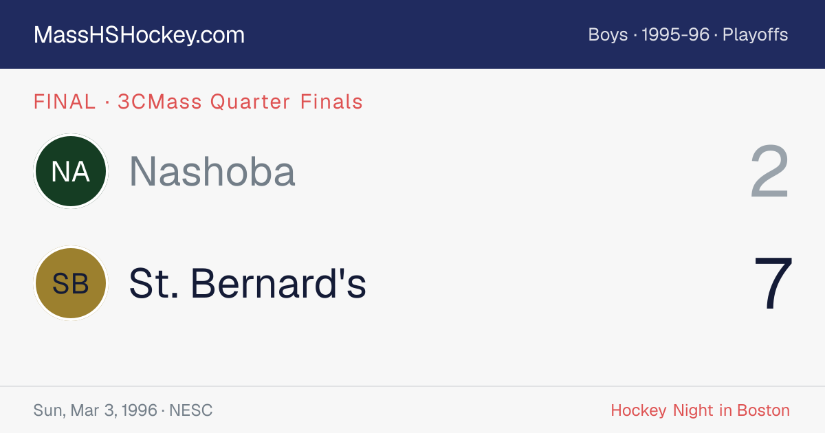 Nashoba at St. Bernard's score card