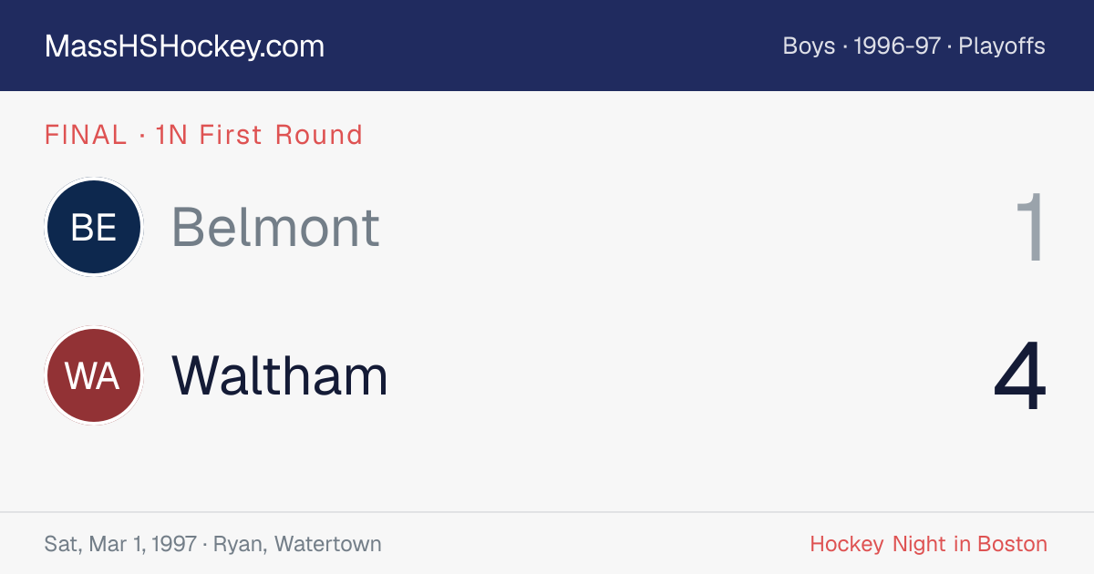 Belmont at Waltham score card