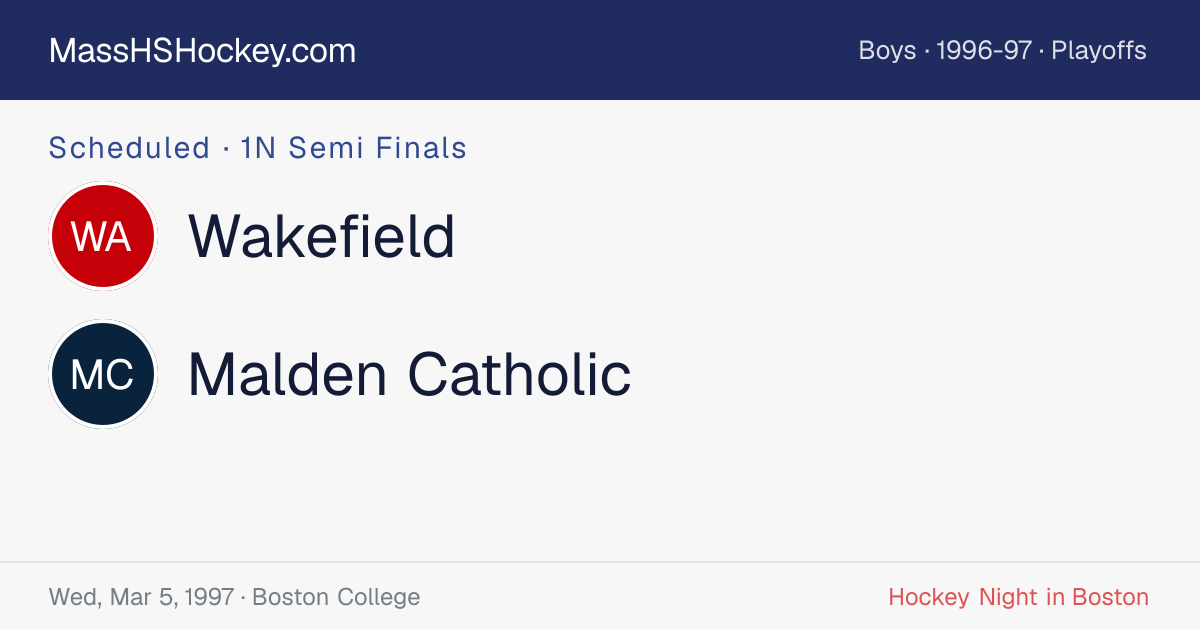Wakefield at Malden Catholic score card