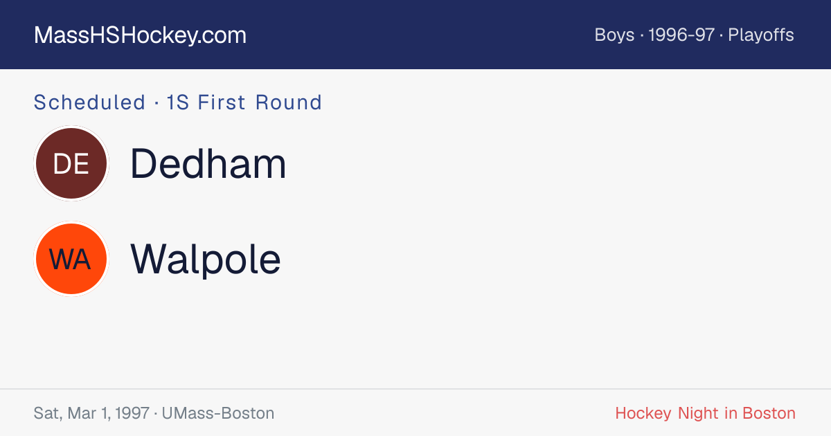 Dedham at Walpole score card