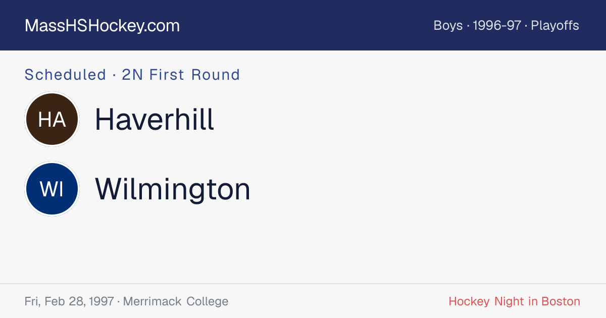 Haverhill at Wilmington score card