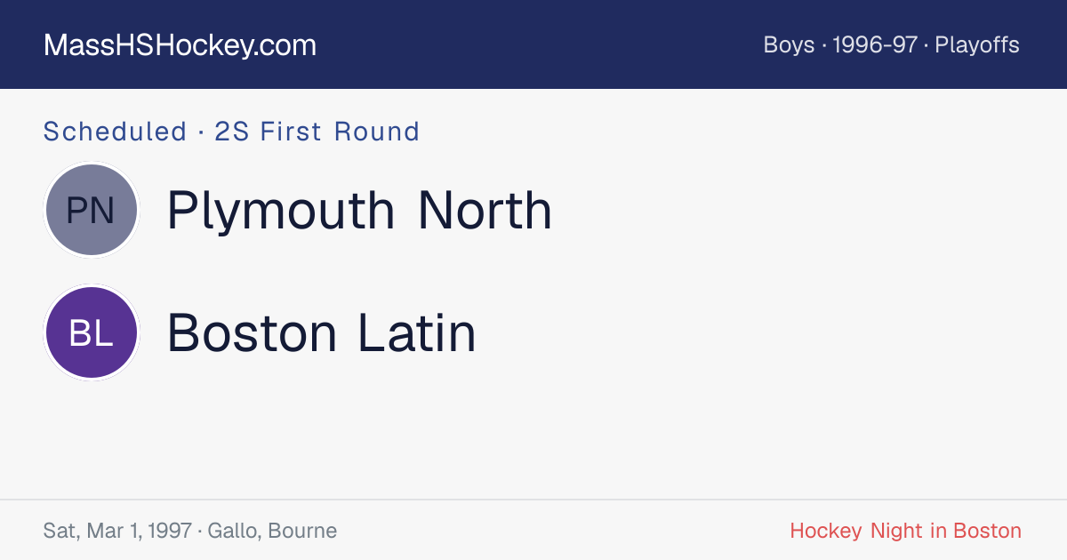 Plymouth North at Boston Latin score card