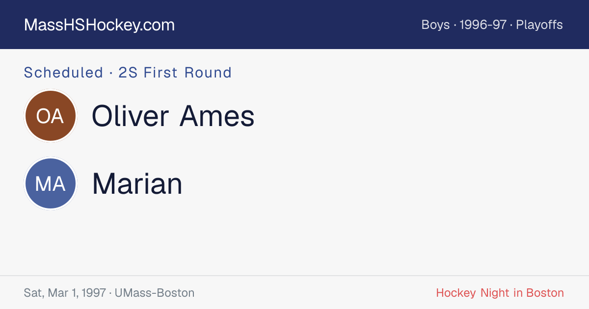 Oliver Ames at Marian score card