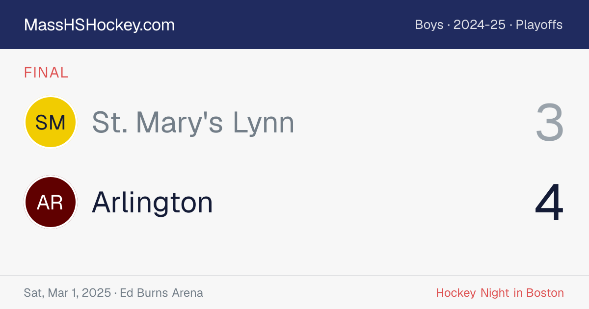 St. Mary's Lynn at Arlington score card