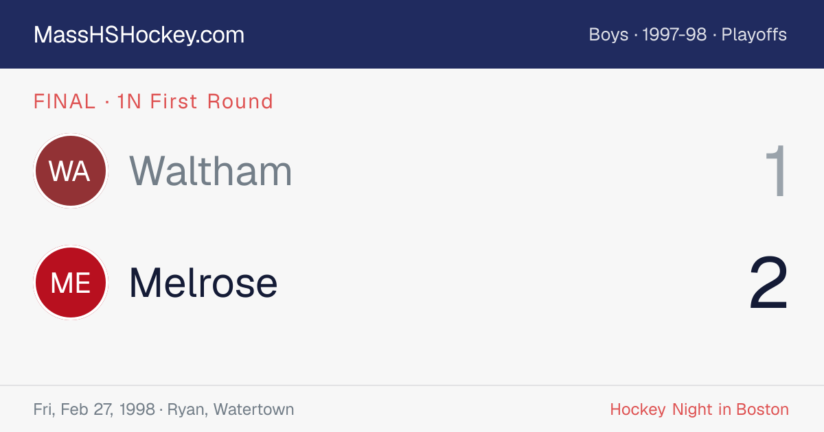 Waltham at Melrose score card