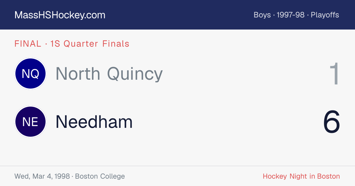 North Quincy at Needham score card