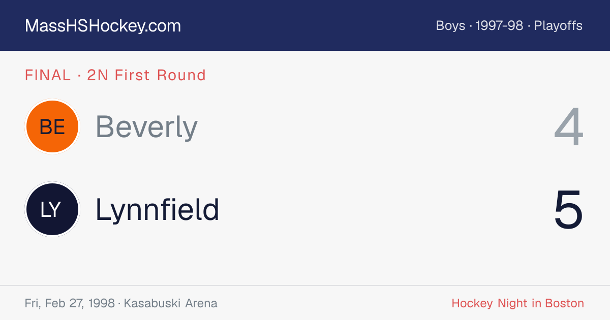 Beverly at Lynnfield score card