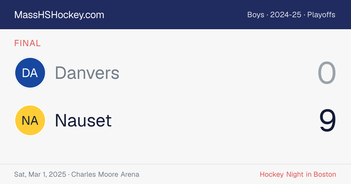 Danvers at Nauset score card
