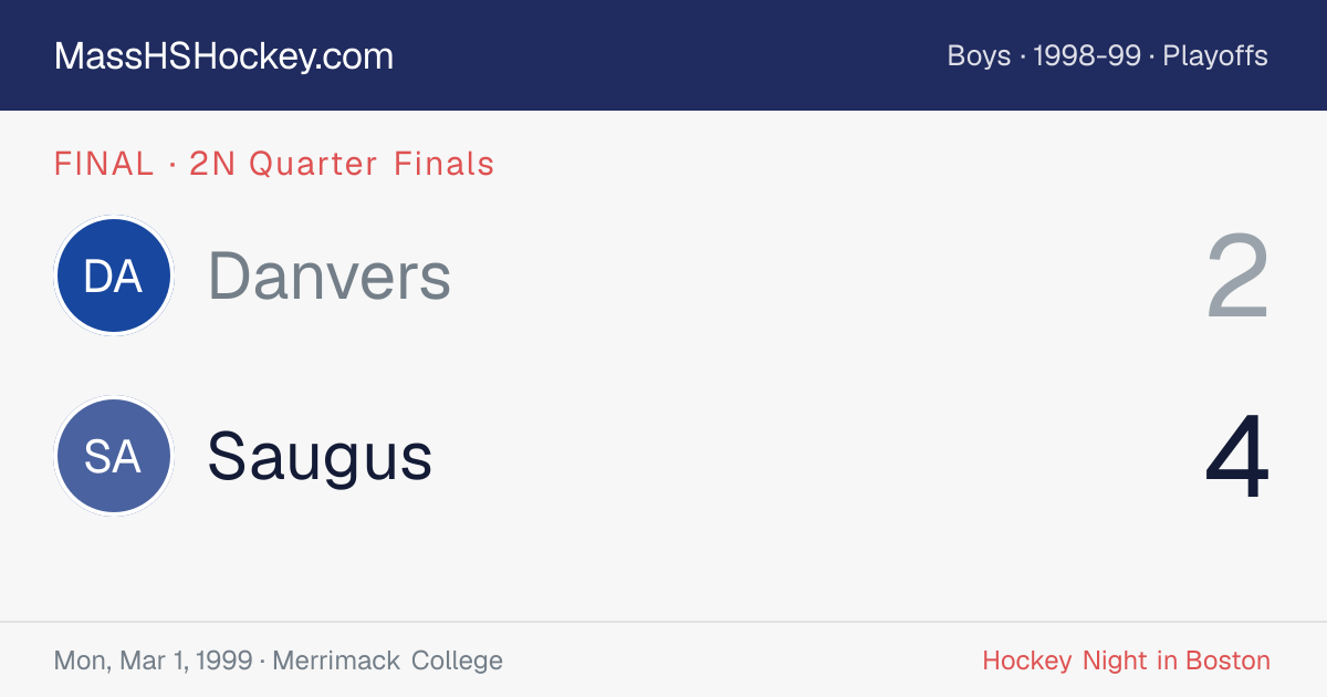 Danvers at Saugus score card