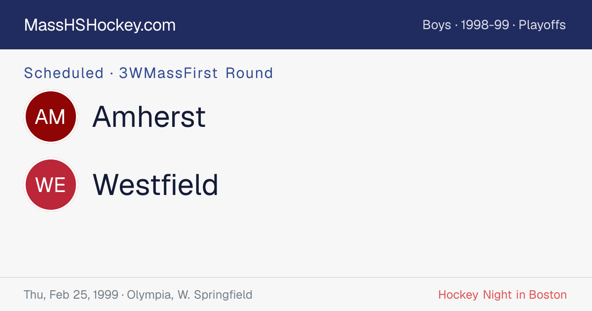 Amherst at Westfield score card