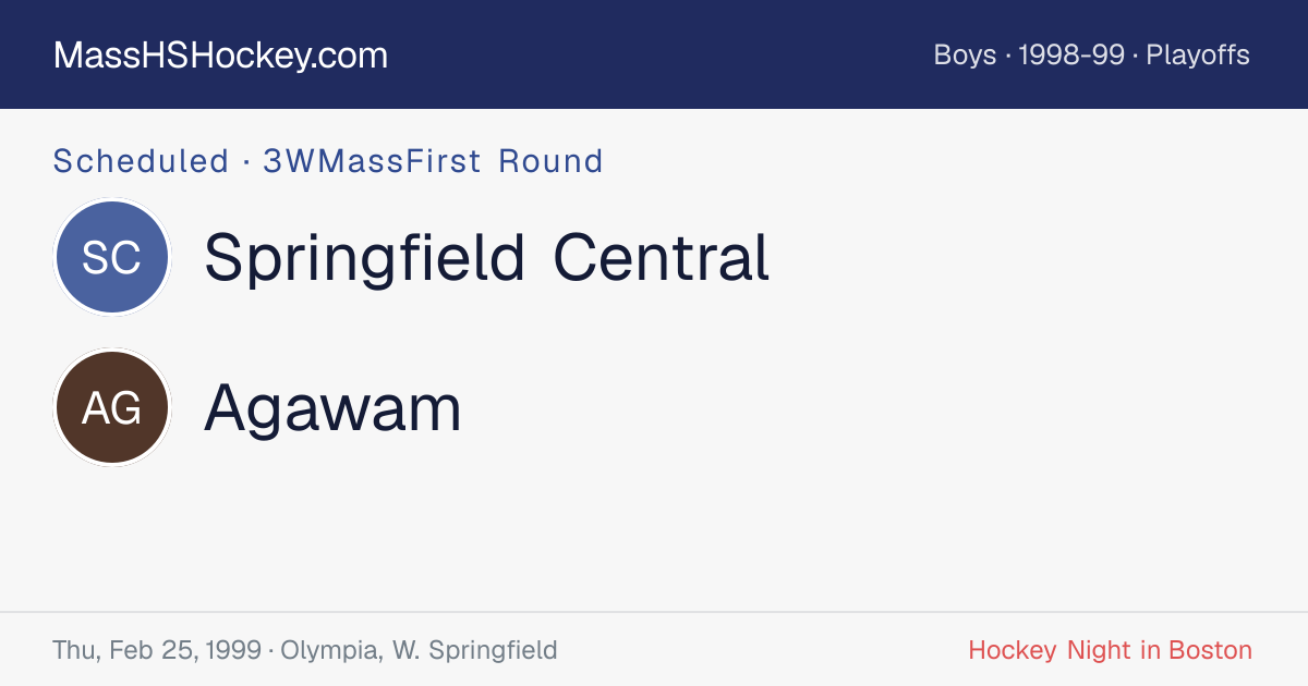 Springfield Central at Agawam score card