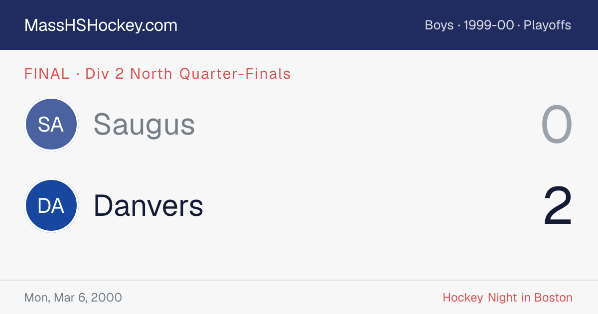 Saugus at Danvers score card