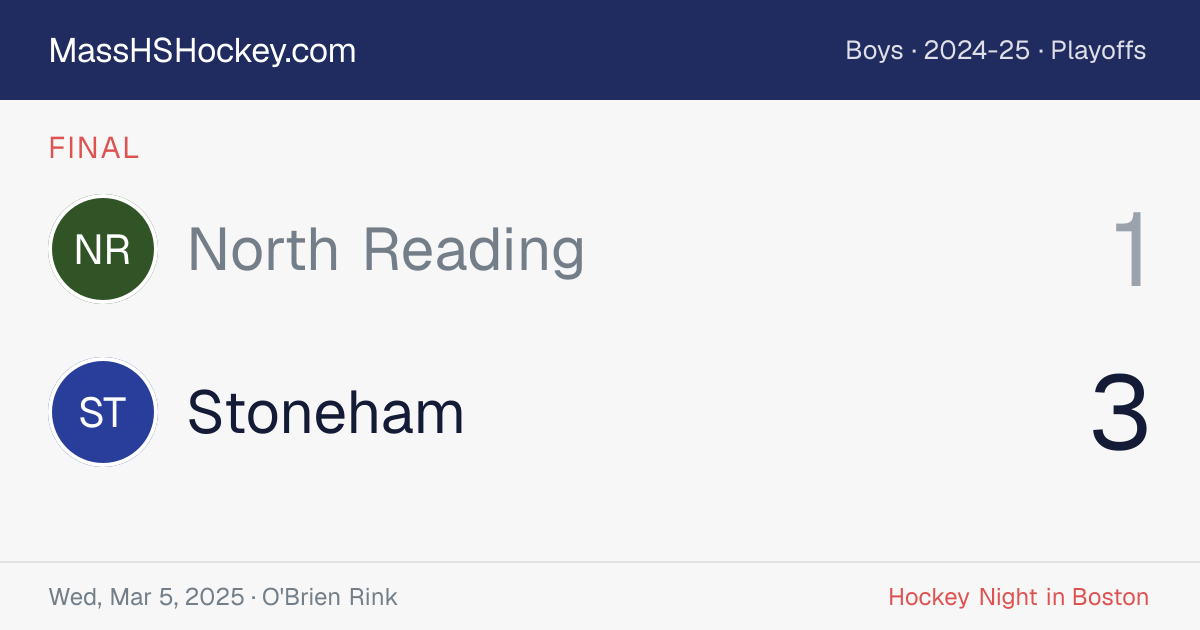 North Reading at Stoneham score card