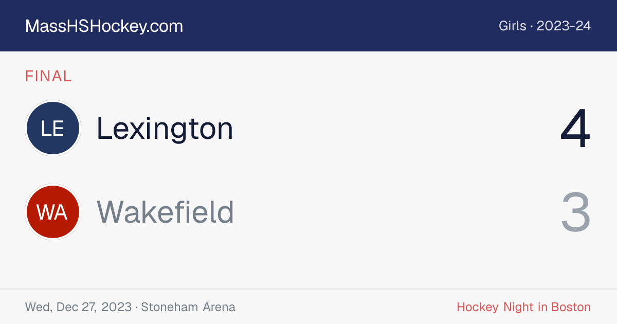 Lexington at Wakefield score card