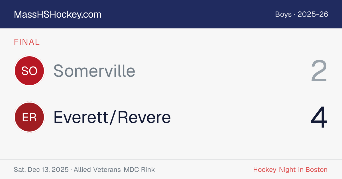 Somerville at Everett/Revere score card