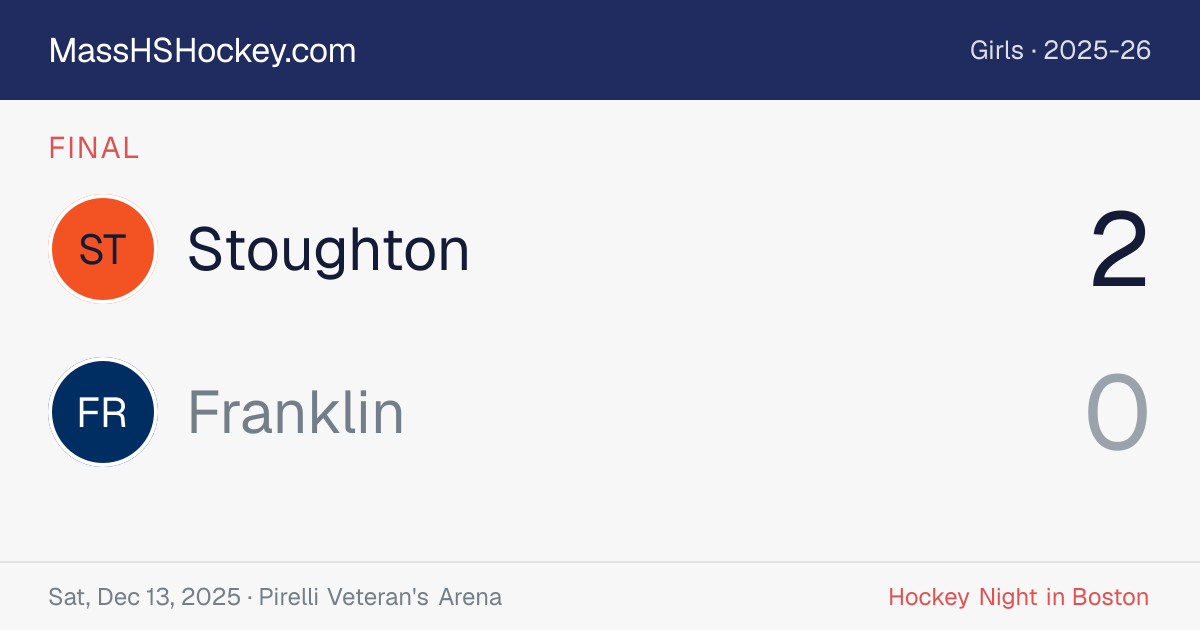 Stoughton at Franklin score card