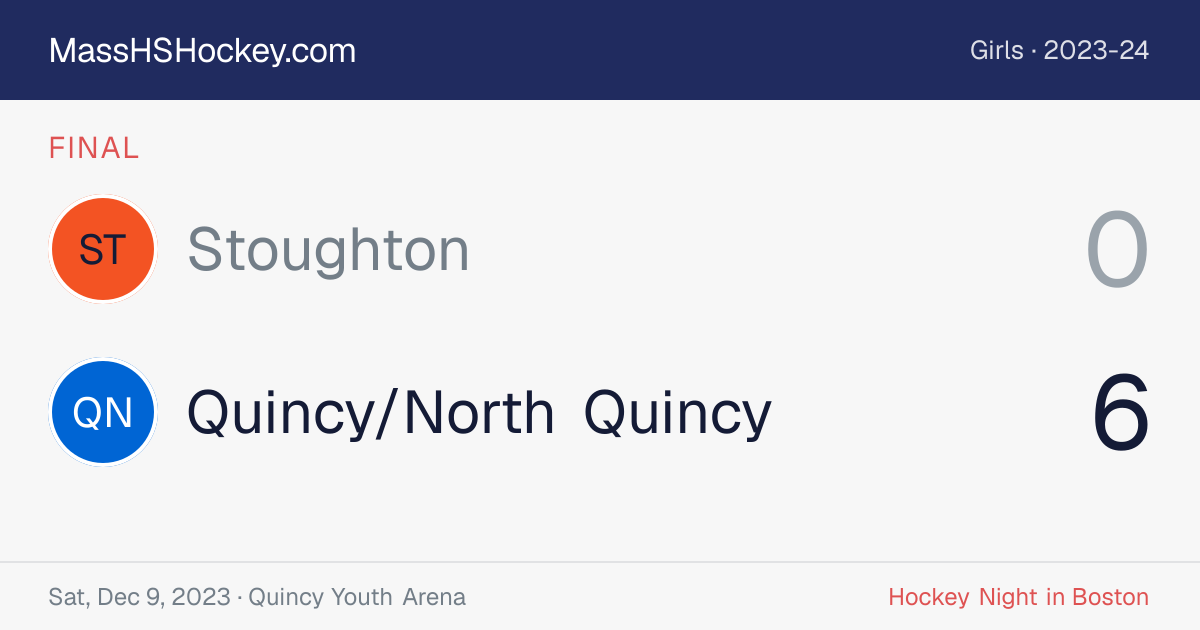 Stoughton at Quincy/North Quincy score card
