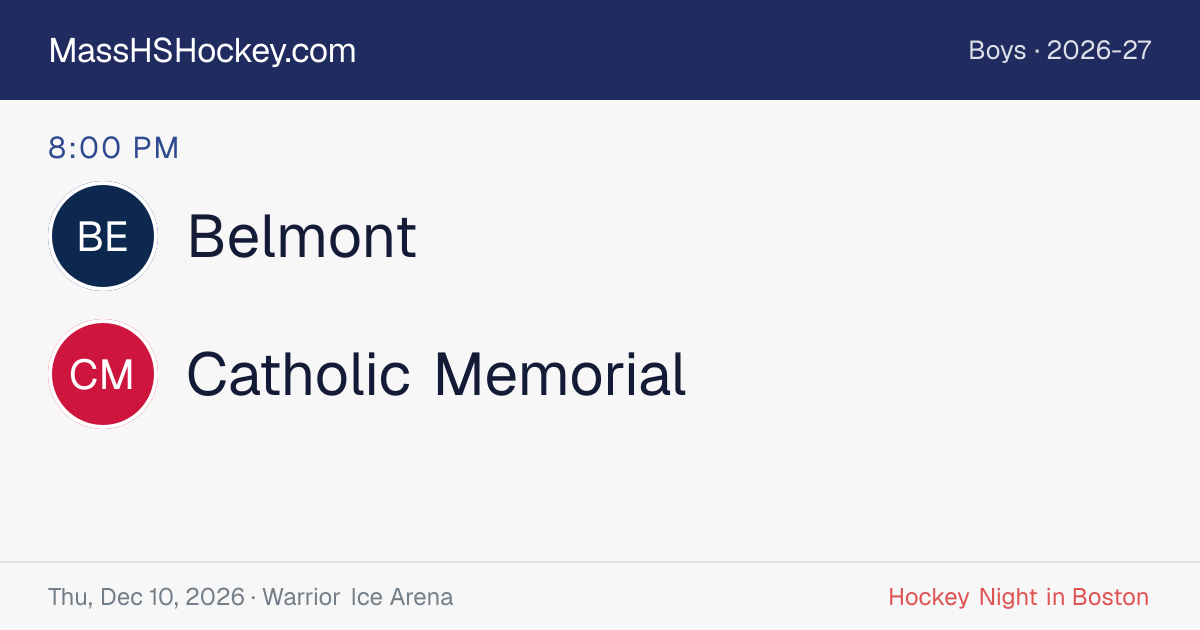 Belmont at Catholic Memorial score card
