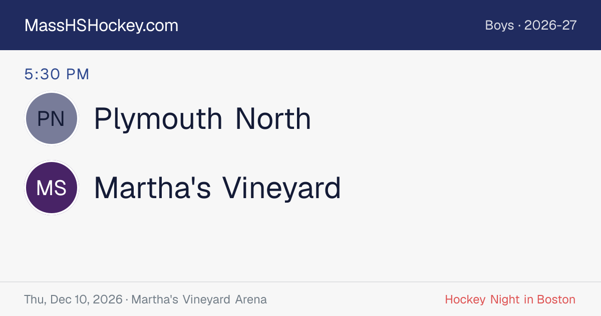Plymouth North at Martha's Vineyard score card
