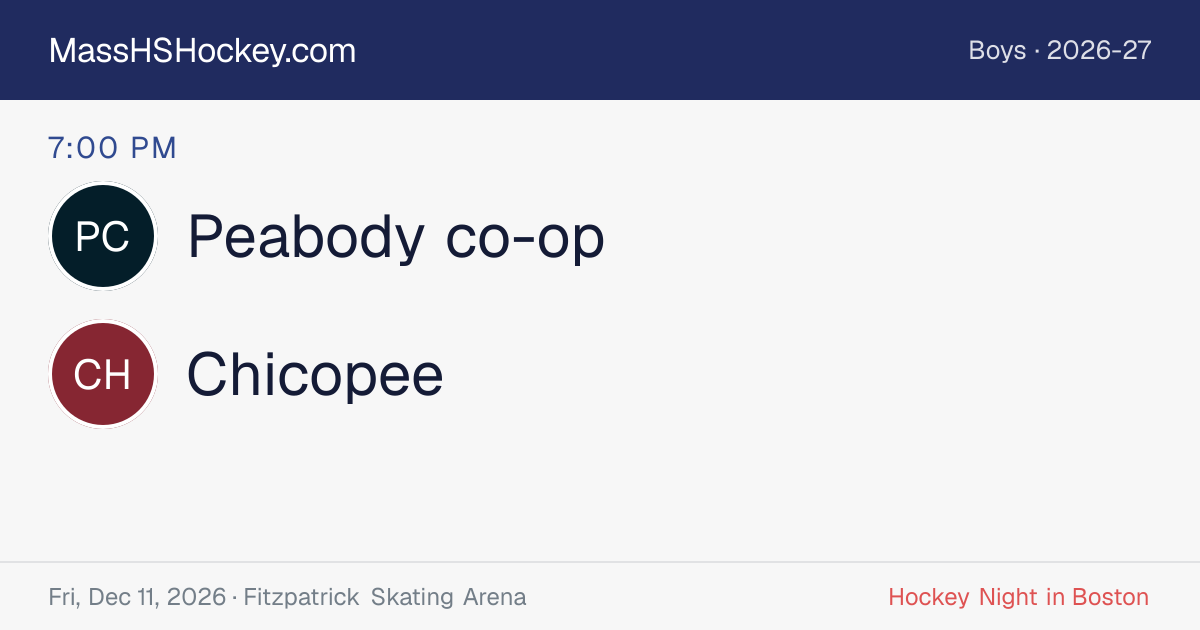 Peabody co-op at Chicopee score card