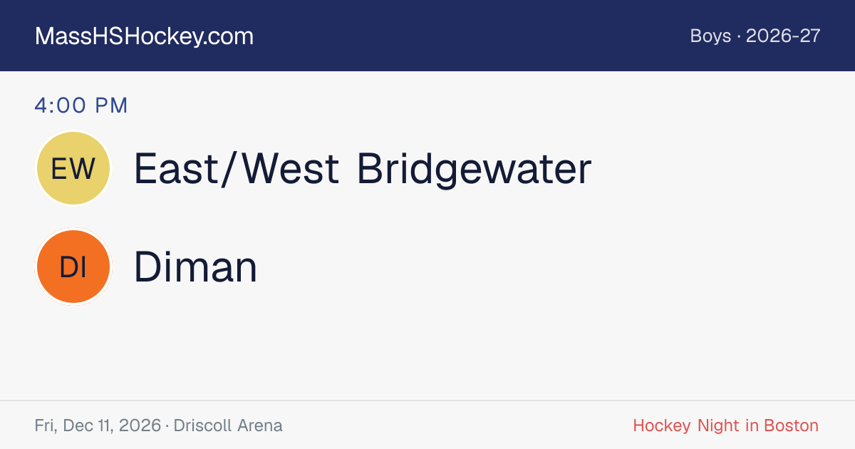 East/West Bridgewater at Diman score card