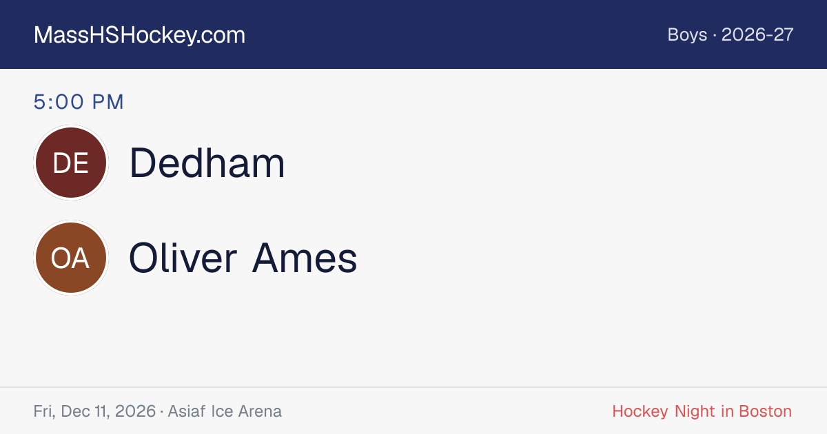 Dedham at Oliver Ames score card
