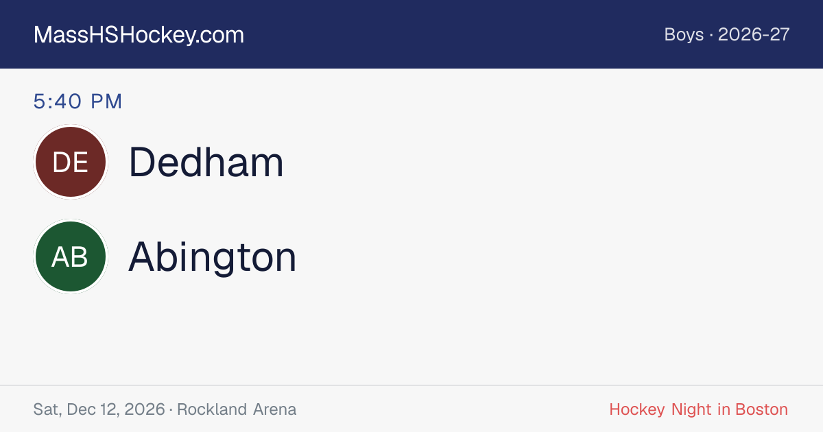 Dedham at Abington score card