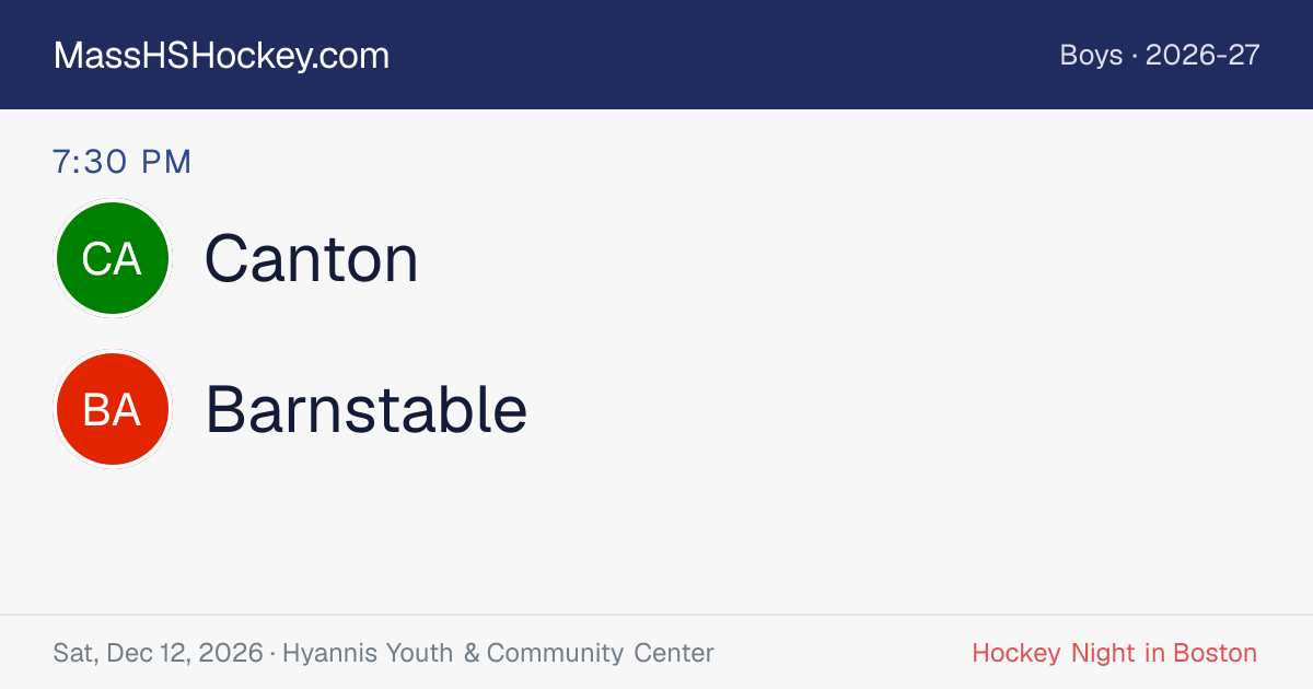 Canton at Barnstable score card