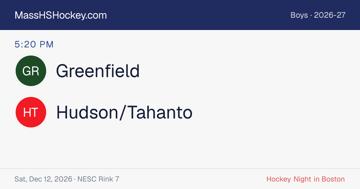 Greenfield at Hudson/Tahanto score card