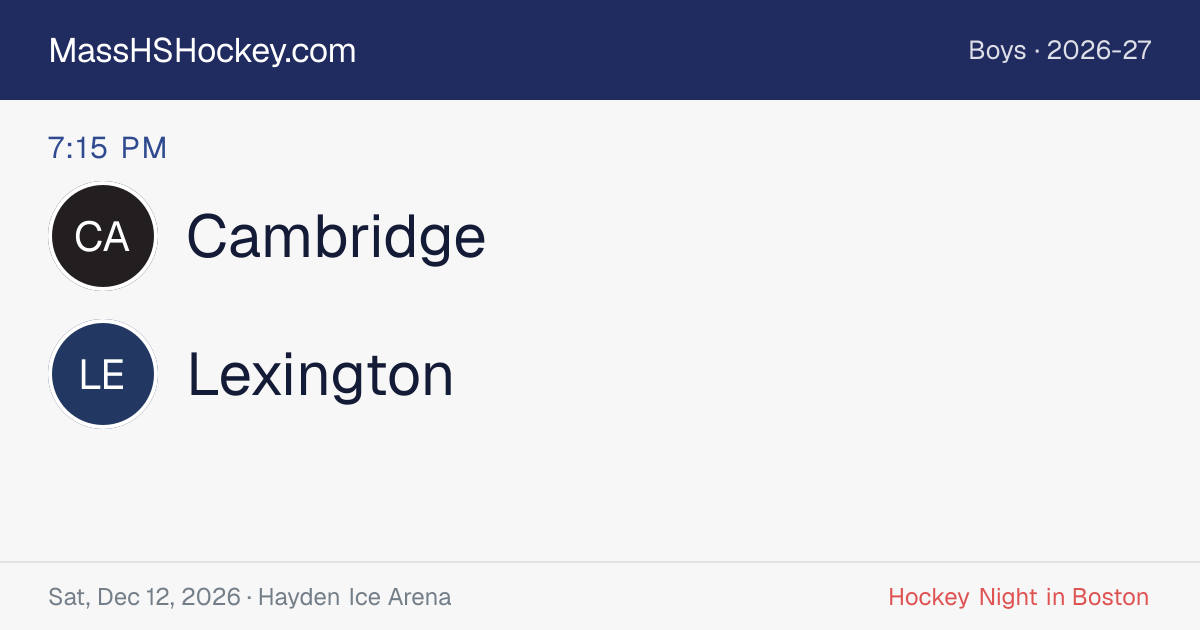 Cambridge at Lexington score card