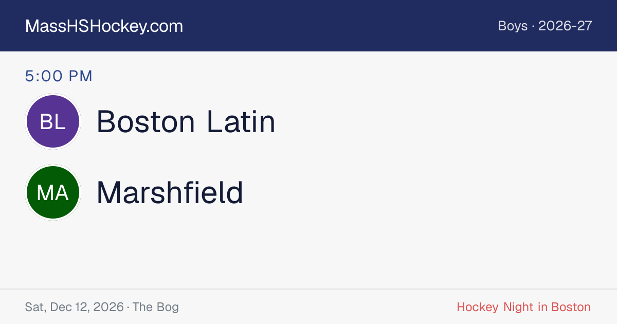 Boston Latin at Marshfield score card