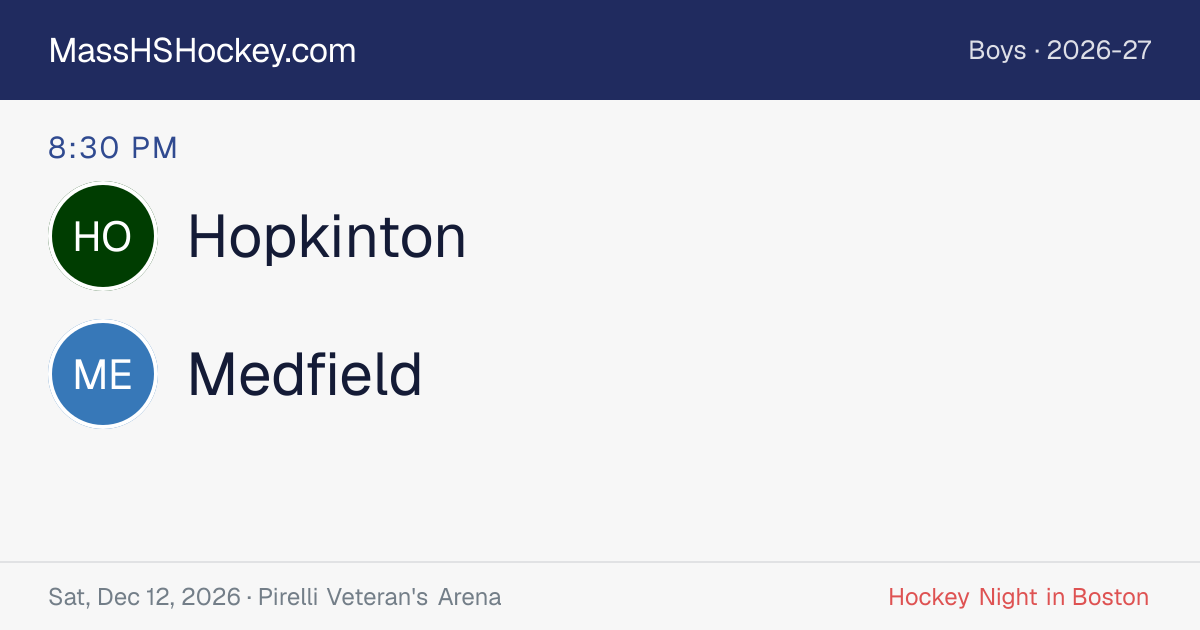 Hopkinton at Medfield score card