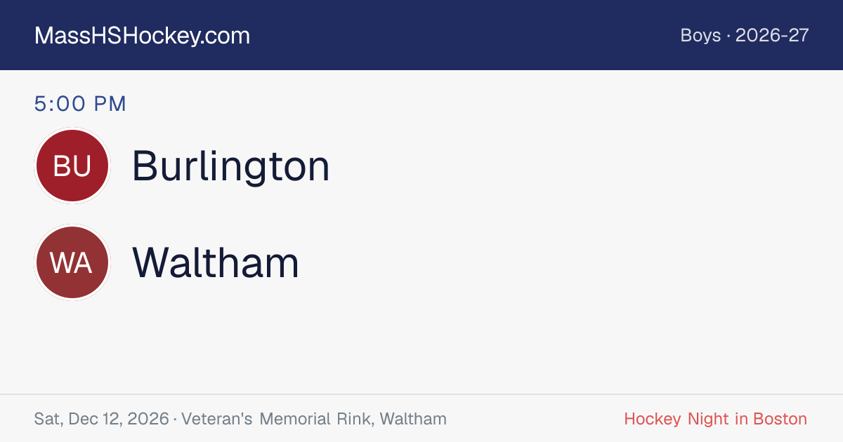 Burlington at Waltham score card