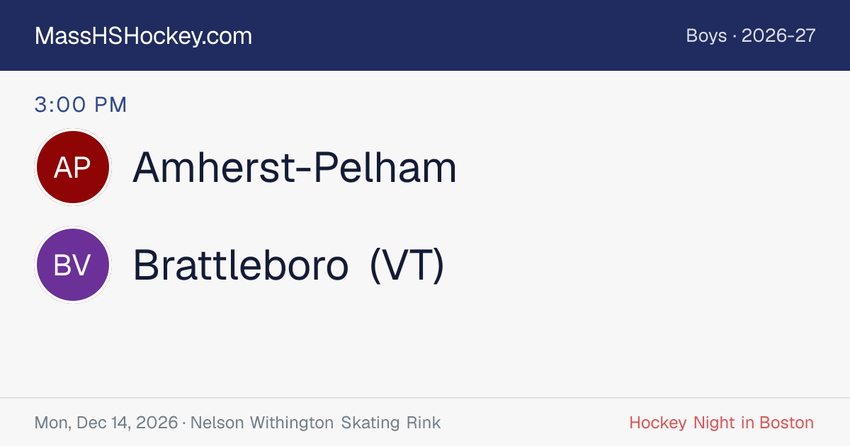 Amherst-Pelham at Brattleboro (VT) score card