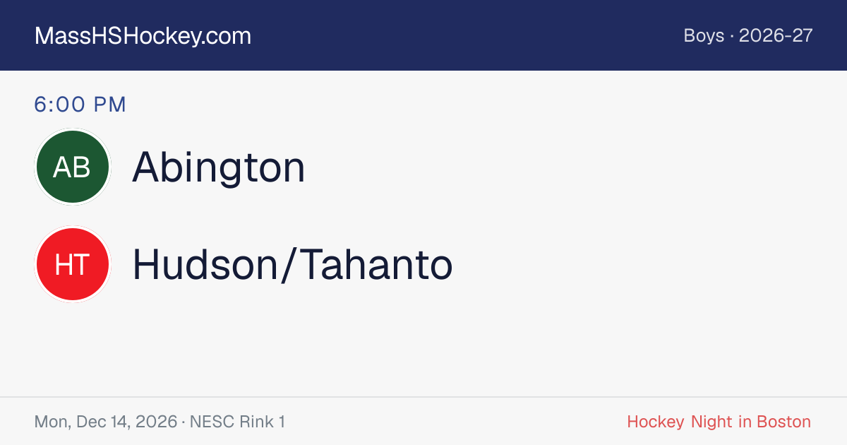 Abington at Hudson/Tahanto score card