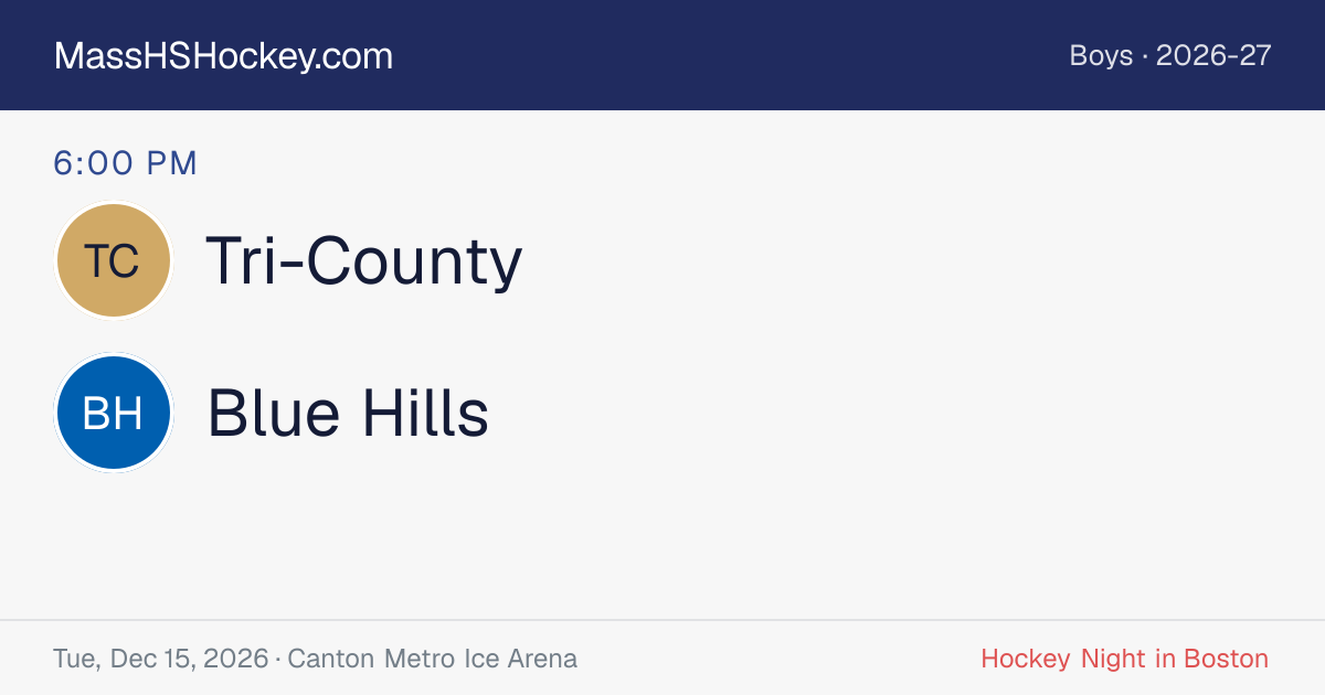 Tri-County at Blue Hills score card