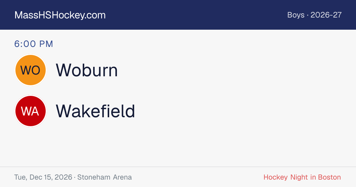 Woburn at Wakefield score card