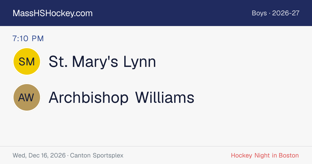 St. Mary's Lynn at Archbishop Williams score card