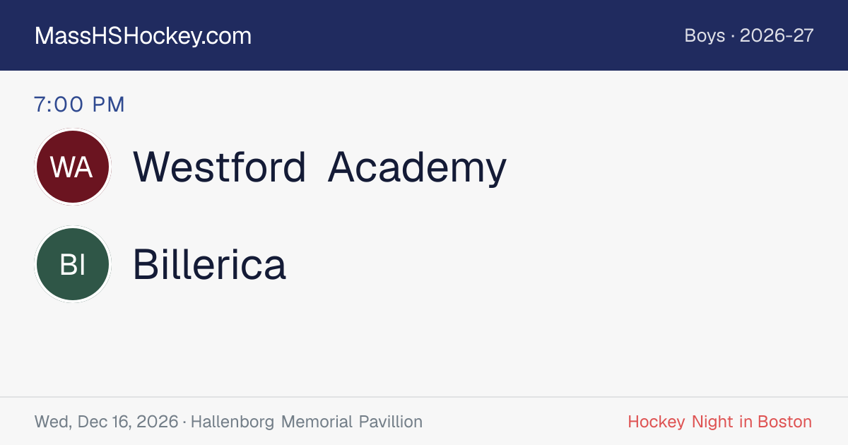 Westford Academy at Billerica score card