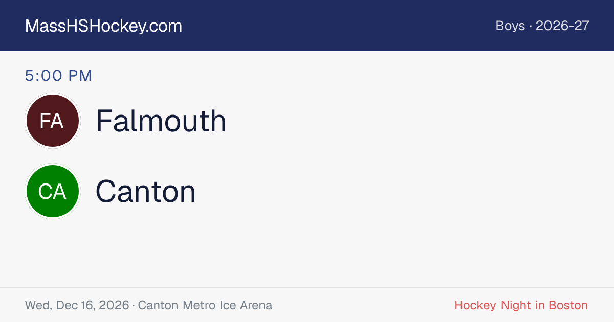 Falmouth at Canton score card