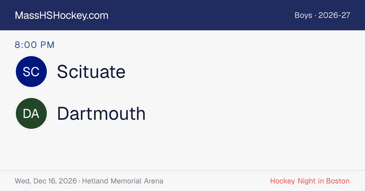 Scituate at Dartmouth score card
