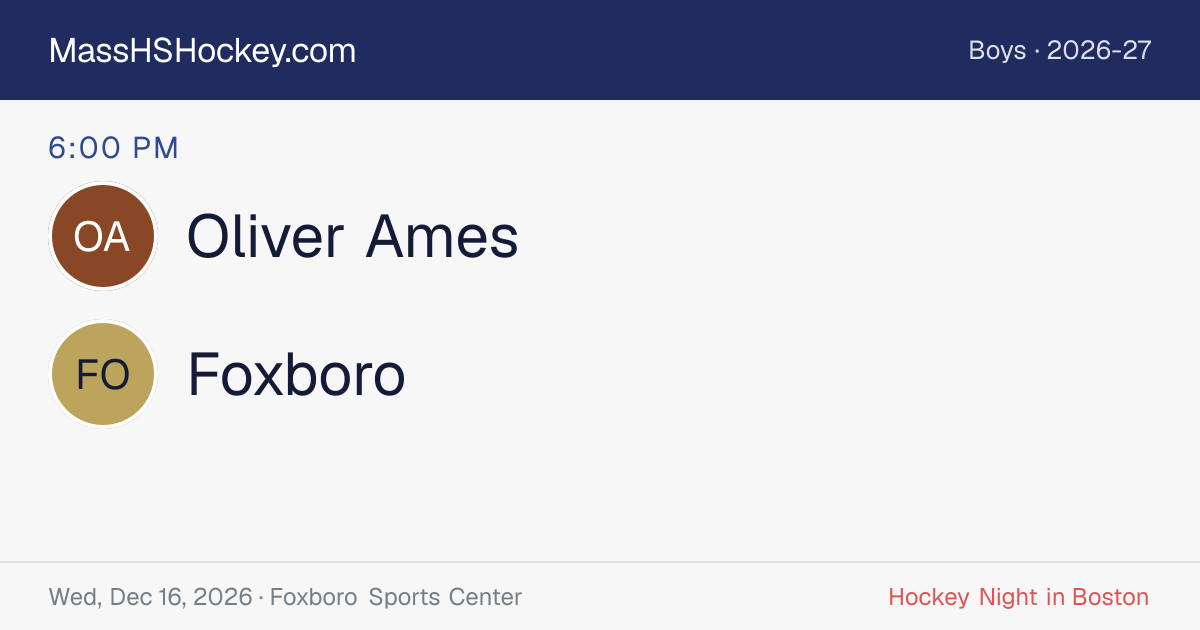 Oliver Ames at Foxboro score card