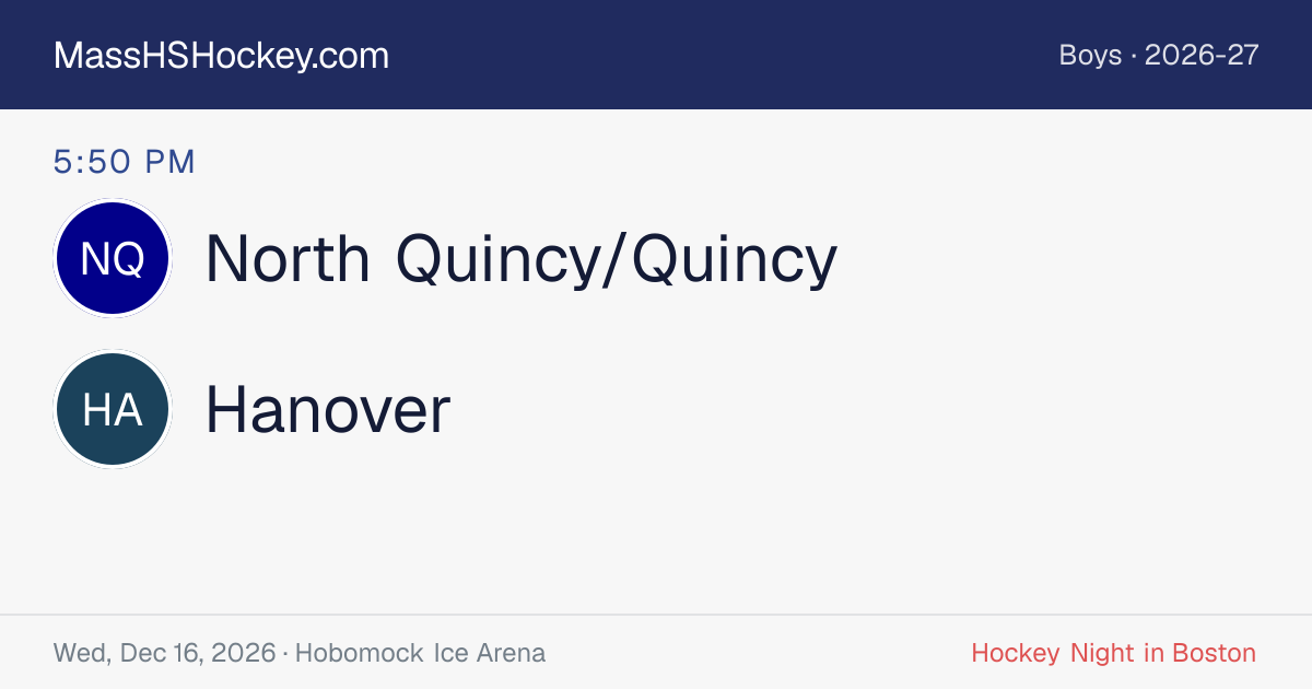 North Quincy/Quincy at Hanover score card