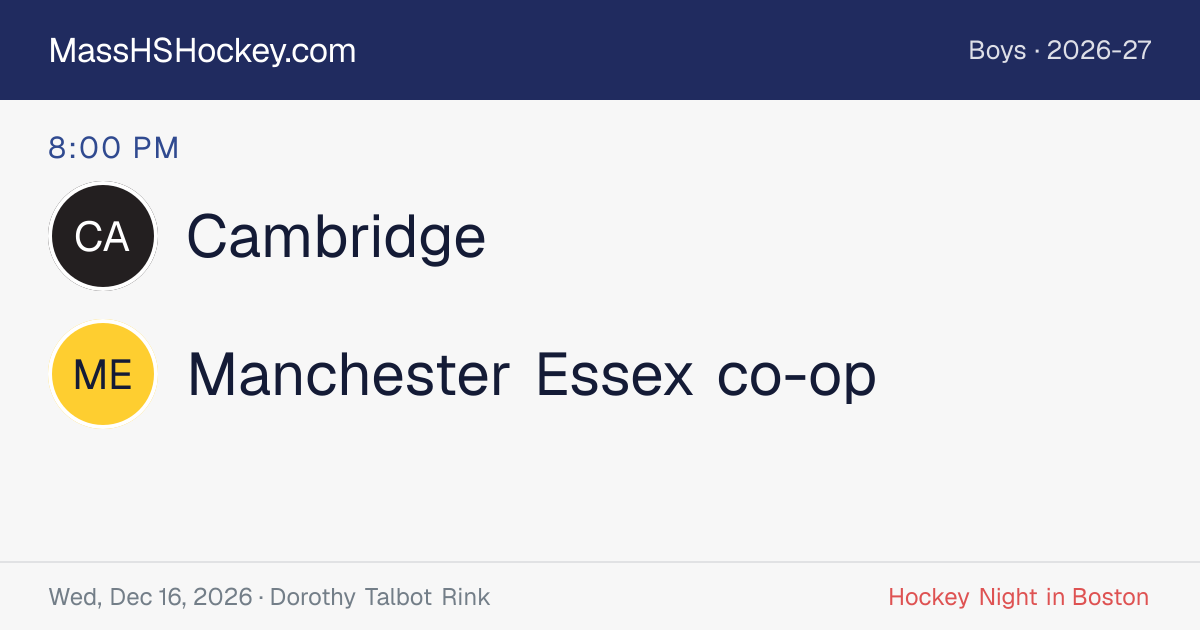 Cambridge at Manchester Essex co-op score card