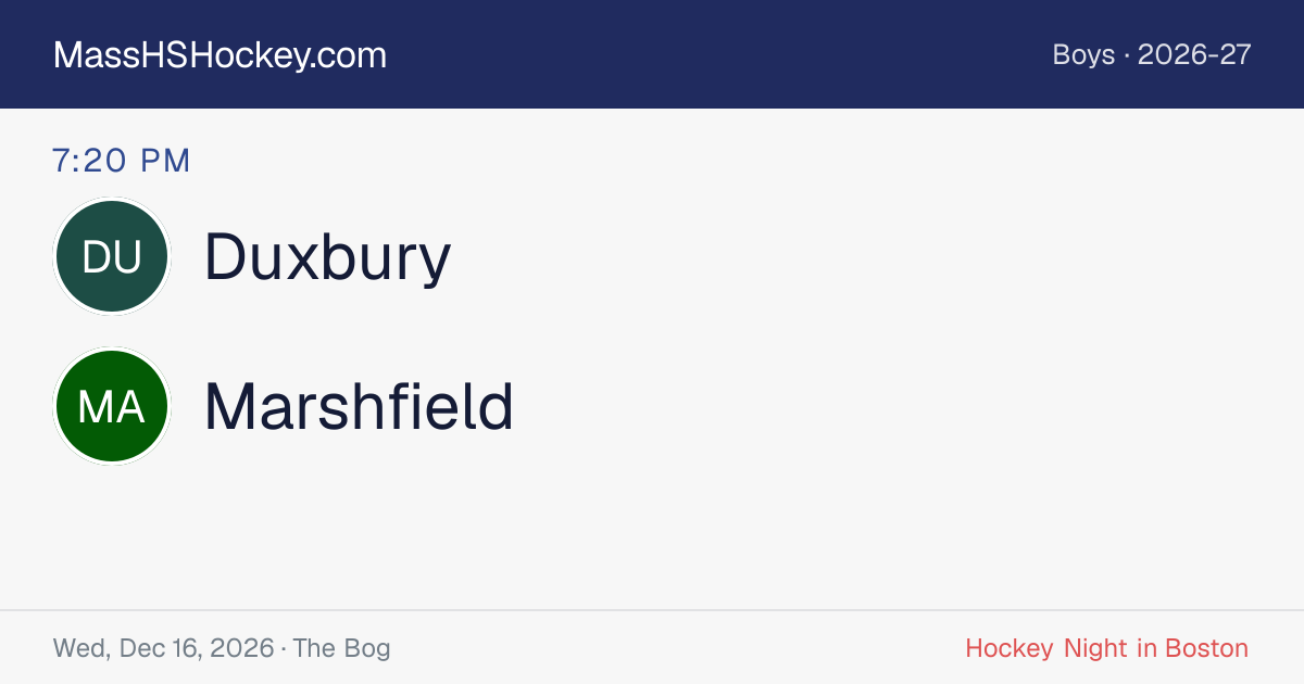 Duxbury at Marshfield score card