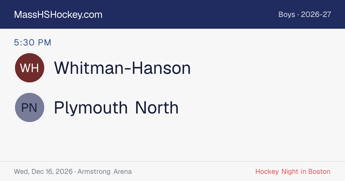 Whitman-Hanson at Plymouth North score card
