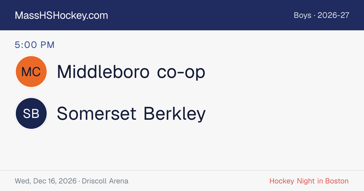 Middleboro co-op at Somerset Berkley score card